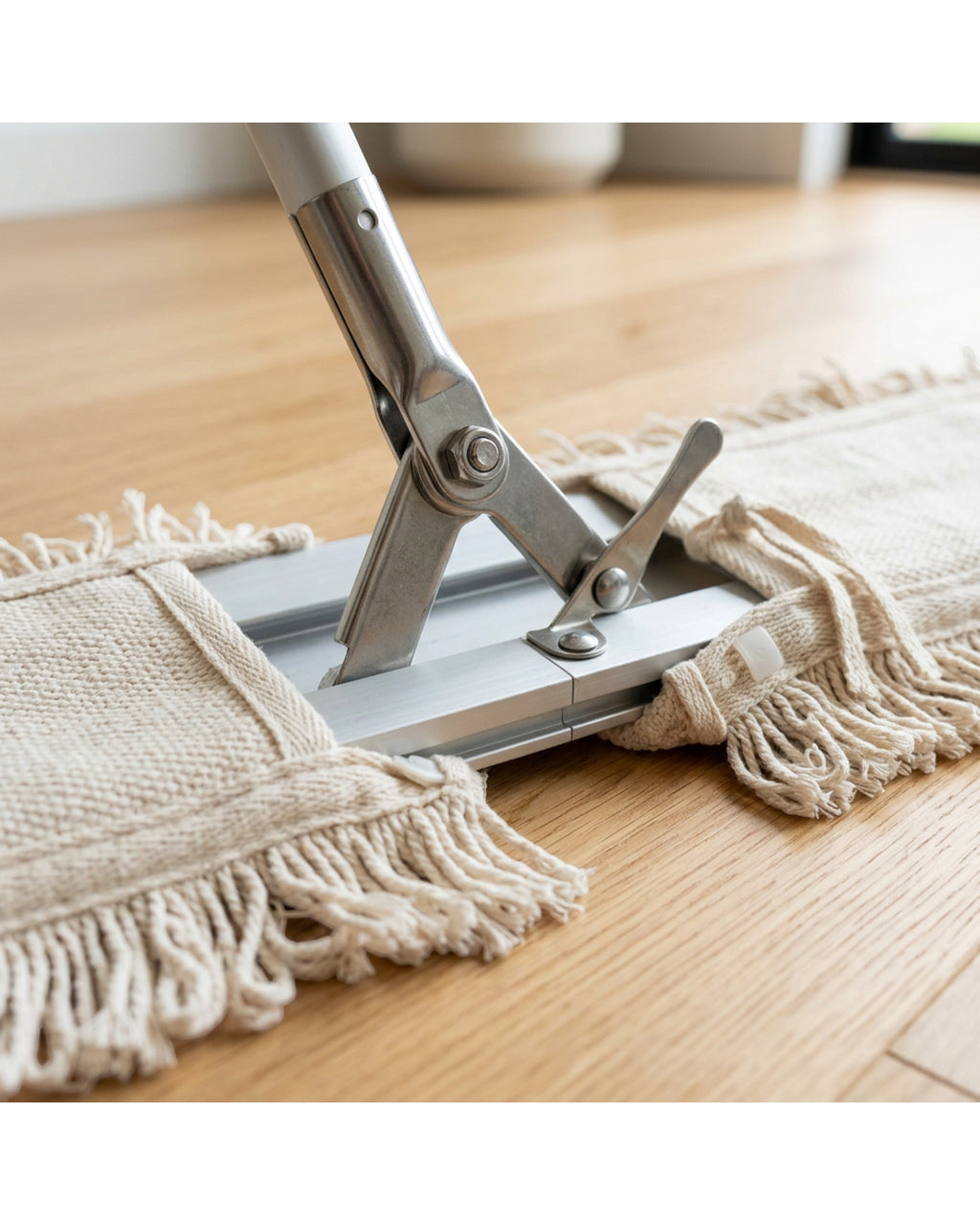 Sofn Twin-Wing Scissor Dust Mop 90 cm Natural Cotton - Detail view